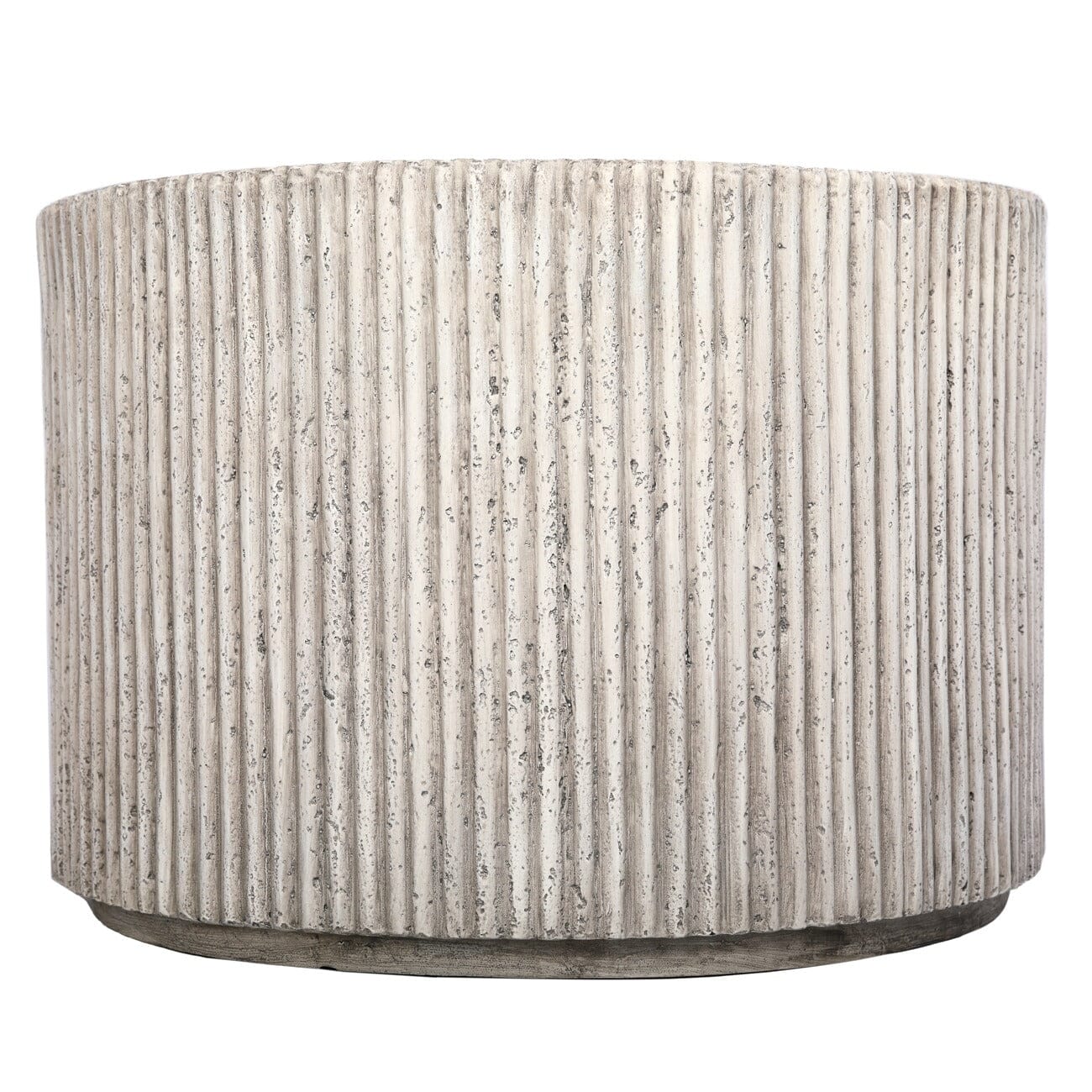 Mikono Natural Ribbed Stone Effect Round Coffee Table Furniture