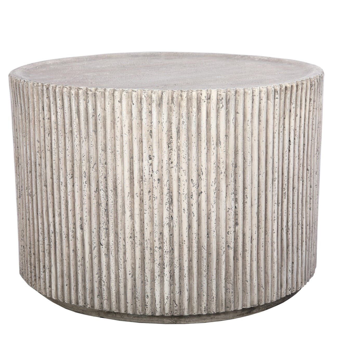 Mikono Natural Ribbed Stone Effect Round Coffee Table Furniture