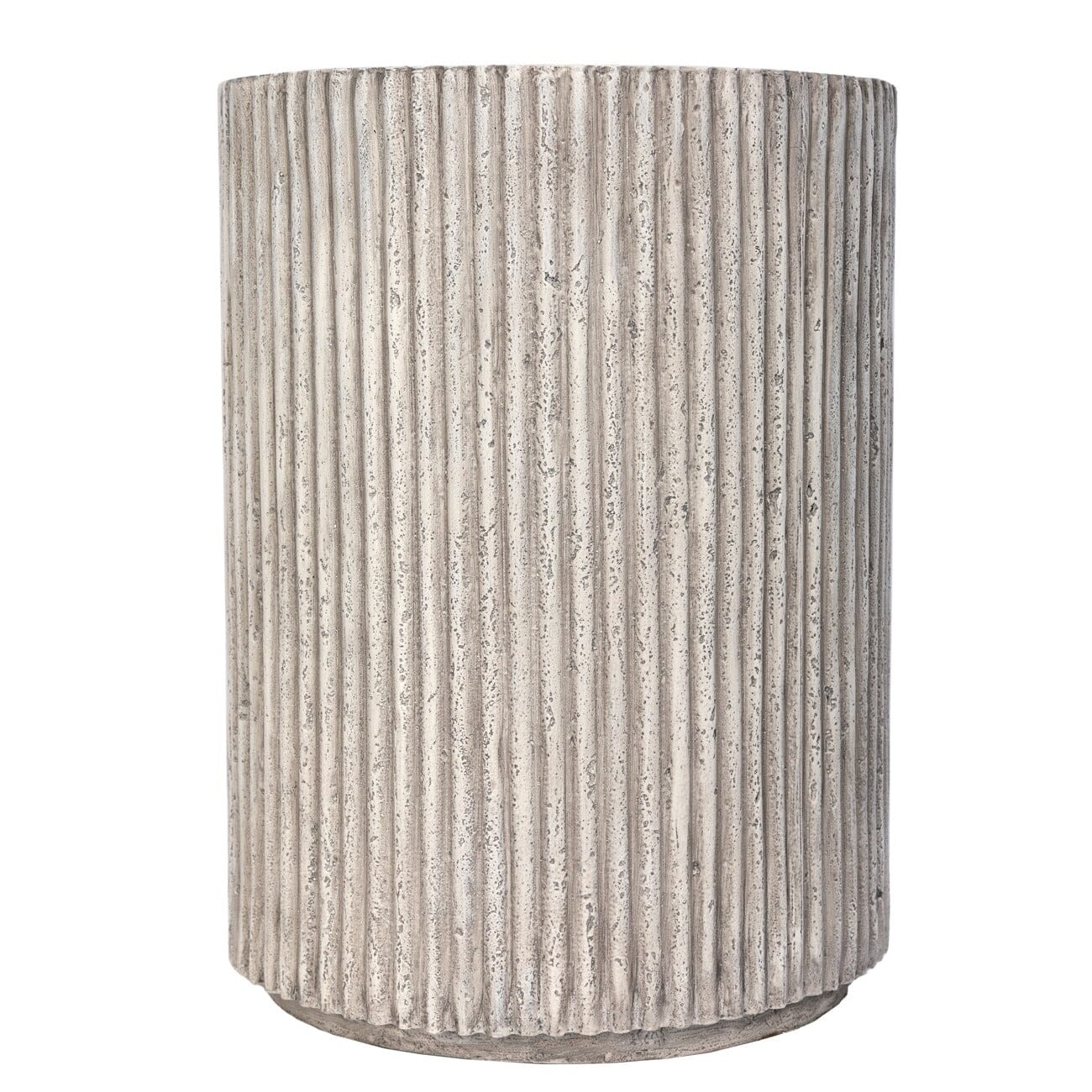 Mikono Natural Ribbed Stone Effect Round Side Table Furniture