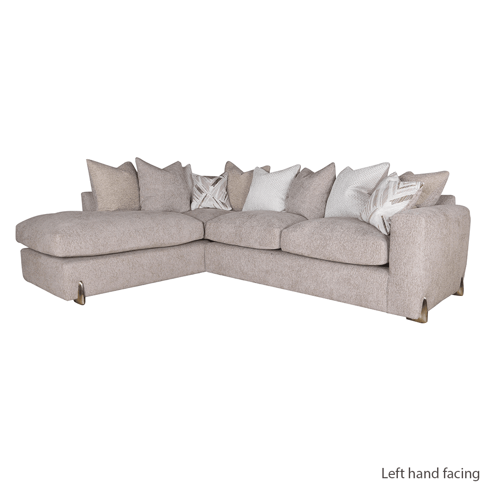 Mila Taupe Soft Textured Sofa Range with Gold Feet Sofa Large Left Hand Facing Pillow Back