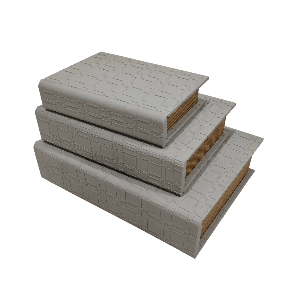 Milano Neutral Textured PU Book Boxes - Set of 3 Accessories