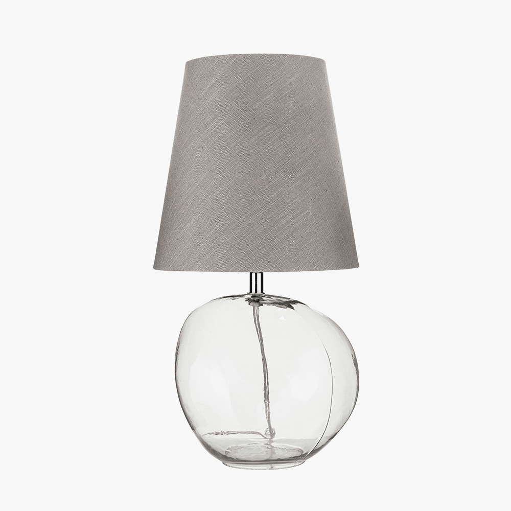 Milou Clear Glass Organic Table Lamp with Grey Shade Lighting