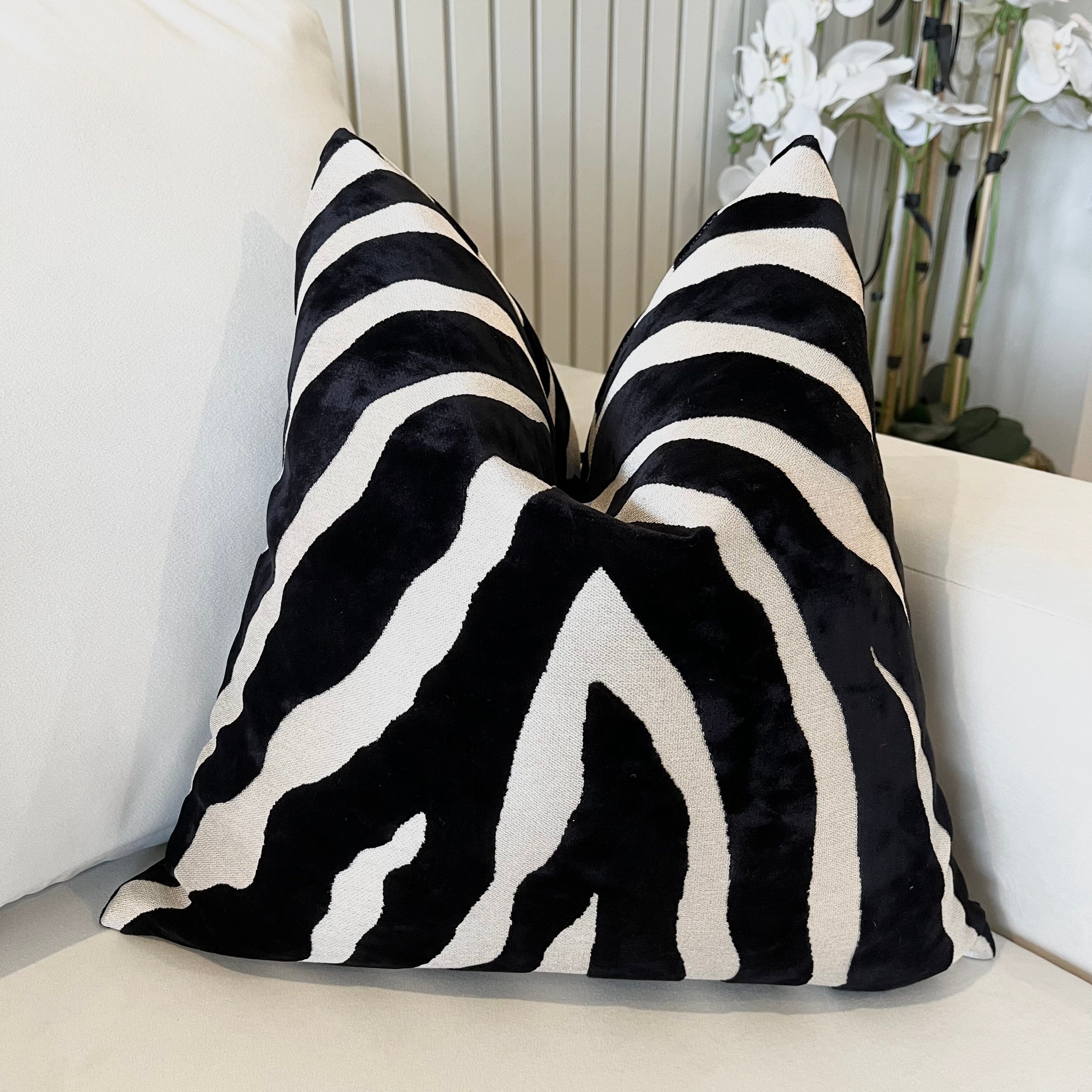 Mimi Black & Cream Zebra Print Cushion - 43x43cm Textiles
