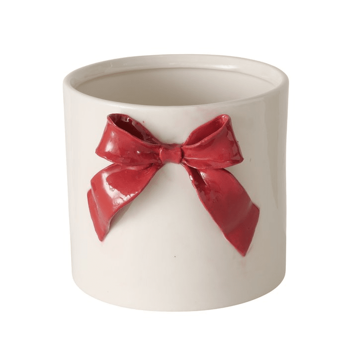 Mini Decorative Planter with Red Bow Accessories