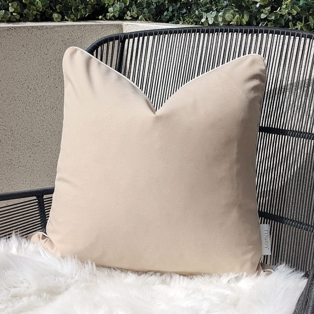 Mink Outdoor Cushion Cover with Cream Piping - 43x43cm Outdoor