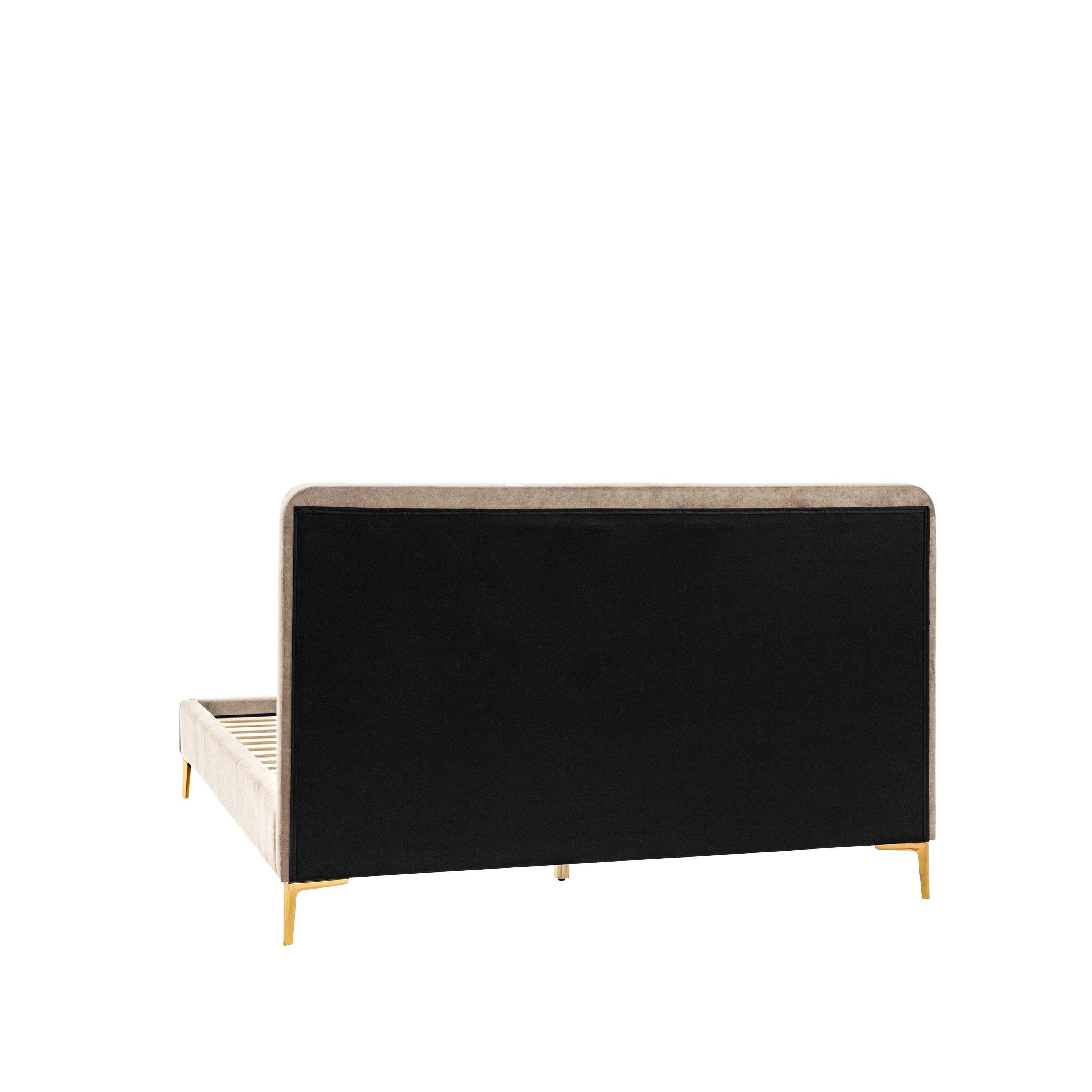 Mirabella Latte Velvet Luxury Channelled Bed with Gold Feet Beds and Headboards
