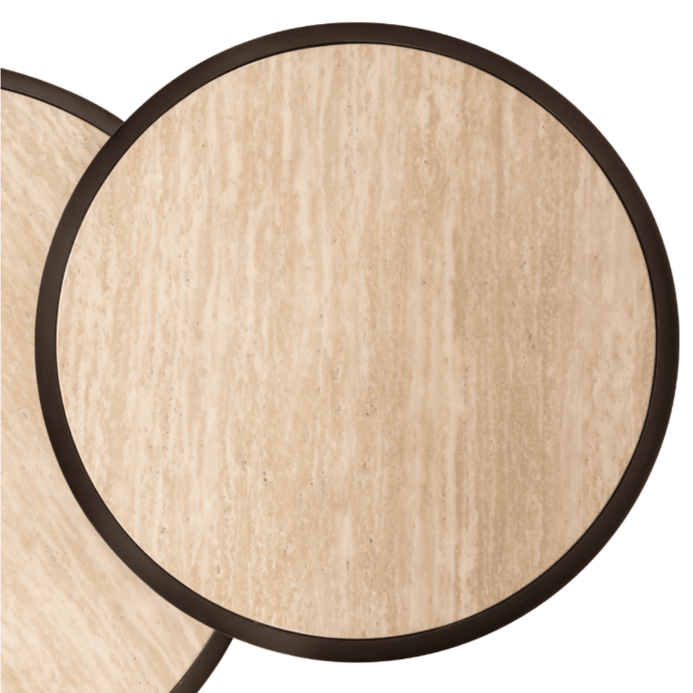 Misella Bronze Nested Coffee Tables with Faux Travertine Top Furniture