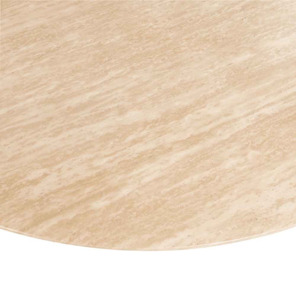 Miya Bronze Round Dining Table with Faux Beige Marble Top Furniture
