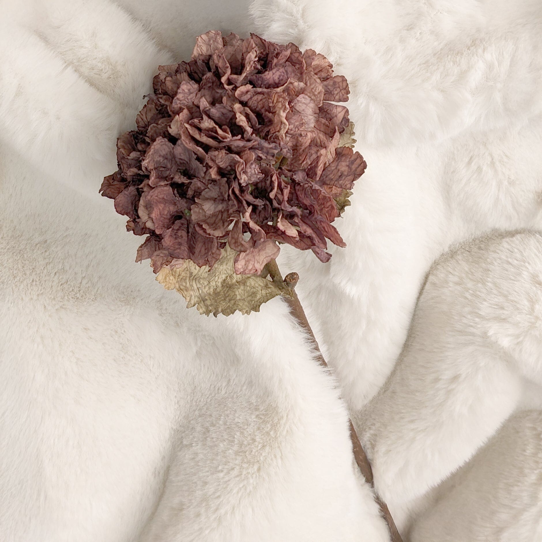 Mocha Faux Hydrangea Single Stem Floral Accessories