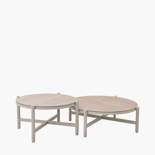 Moeven Cream Set of 2 Outdoor Tables Outdoor