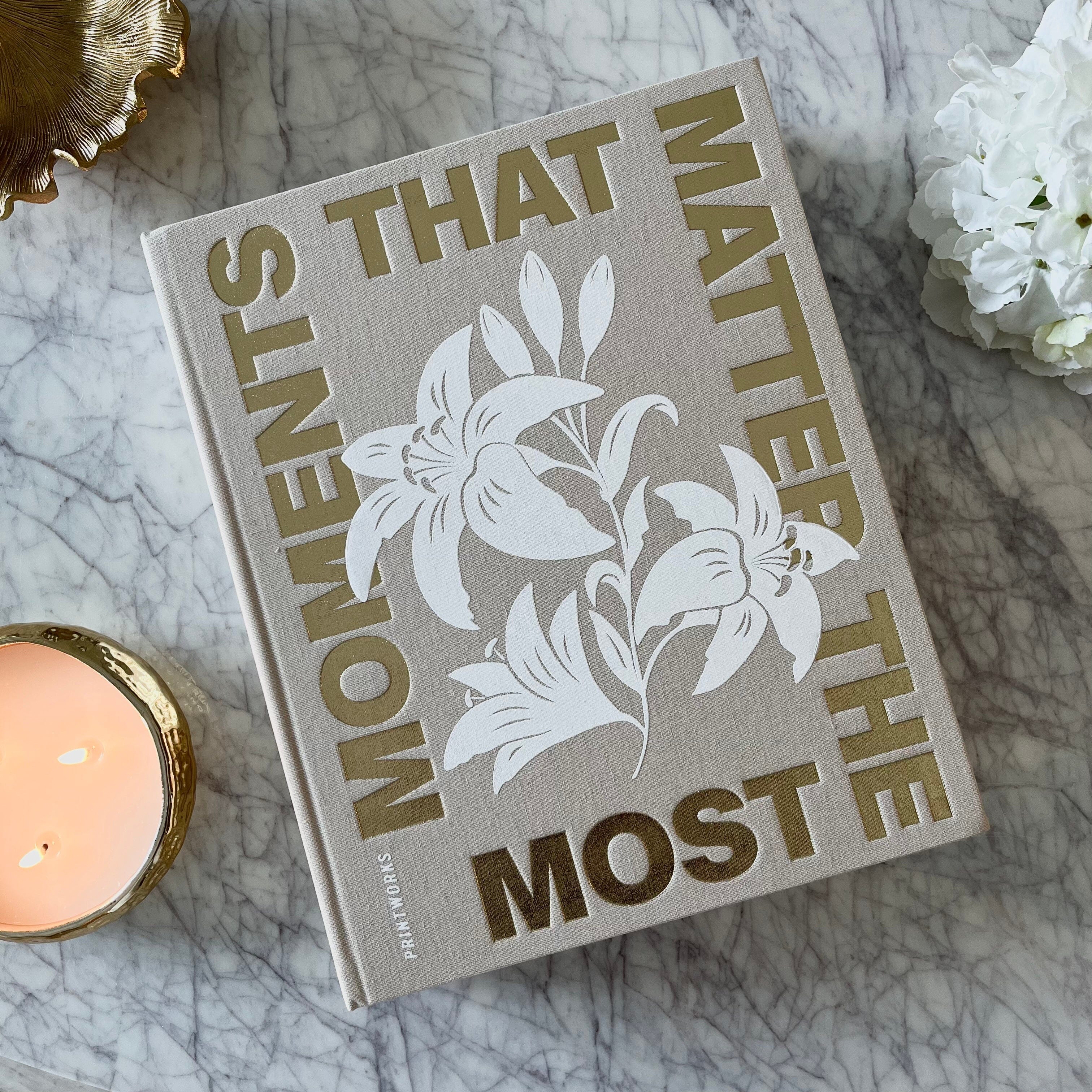 'Moments that Matter the Most' Beige & Gold Luxury Photo Album Accessories