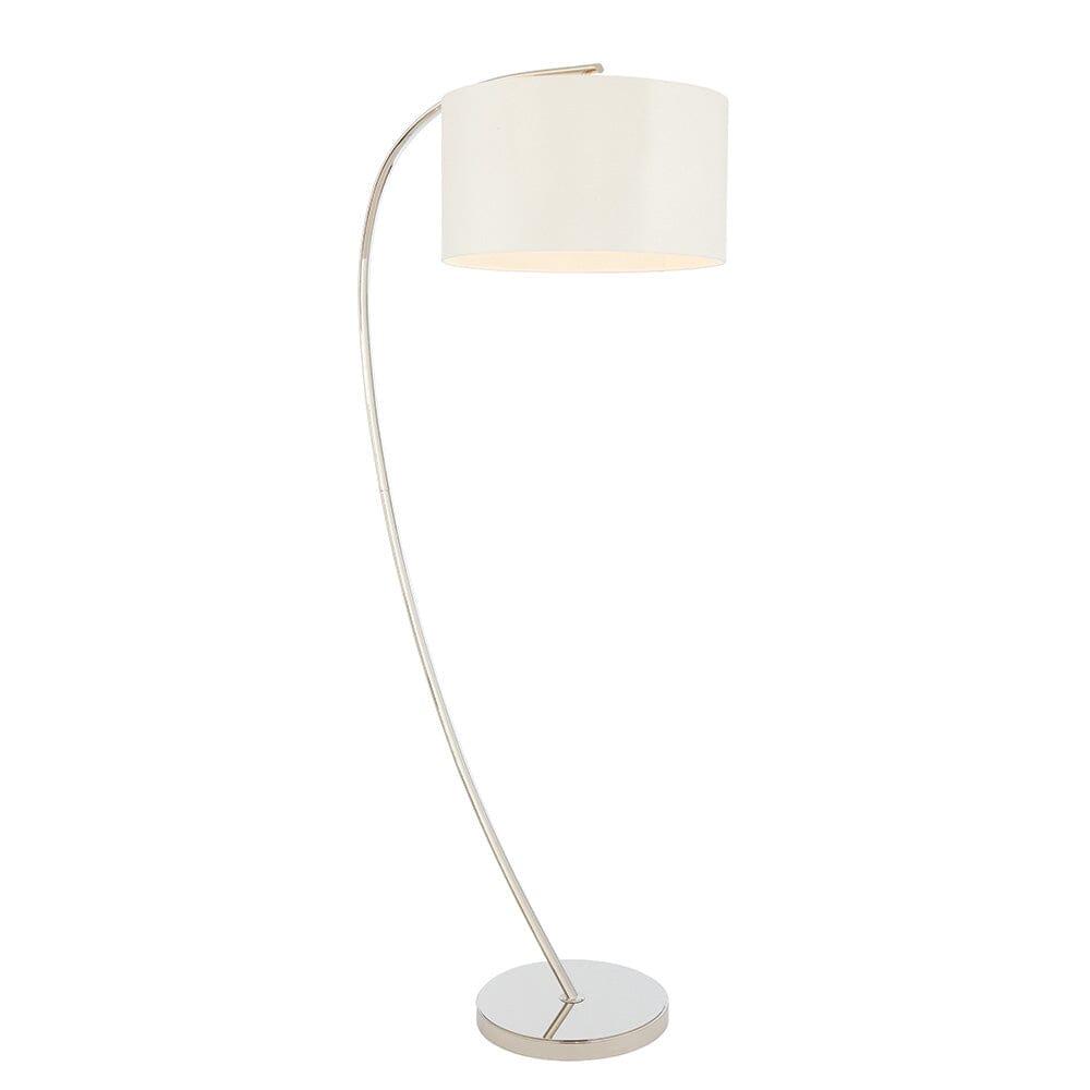 Moreto Silver Floor Lamp with White Shade Lighting