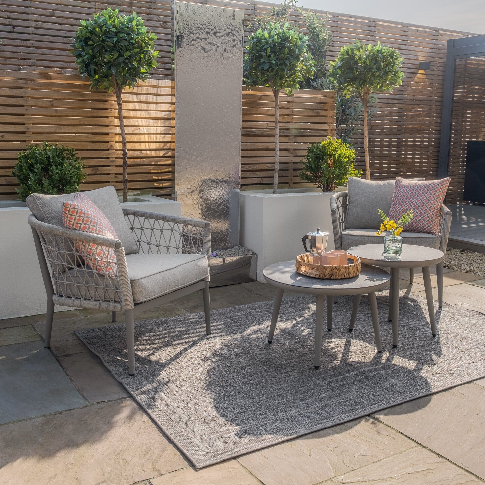 Morocco Outdoor Cream & Taupe Chair Lounge Set Outdoor