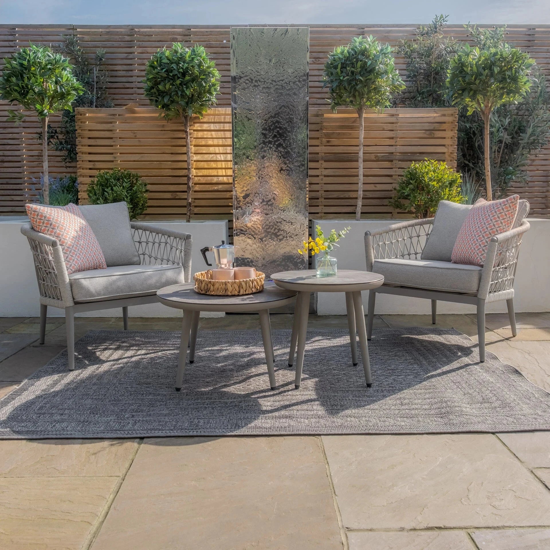 Morocco Outdoor Cream & Taupe Chair Lounge Set Outdoor