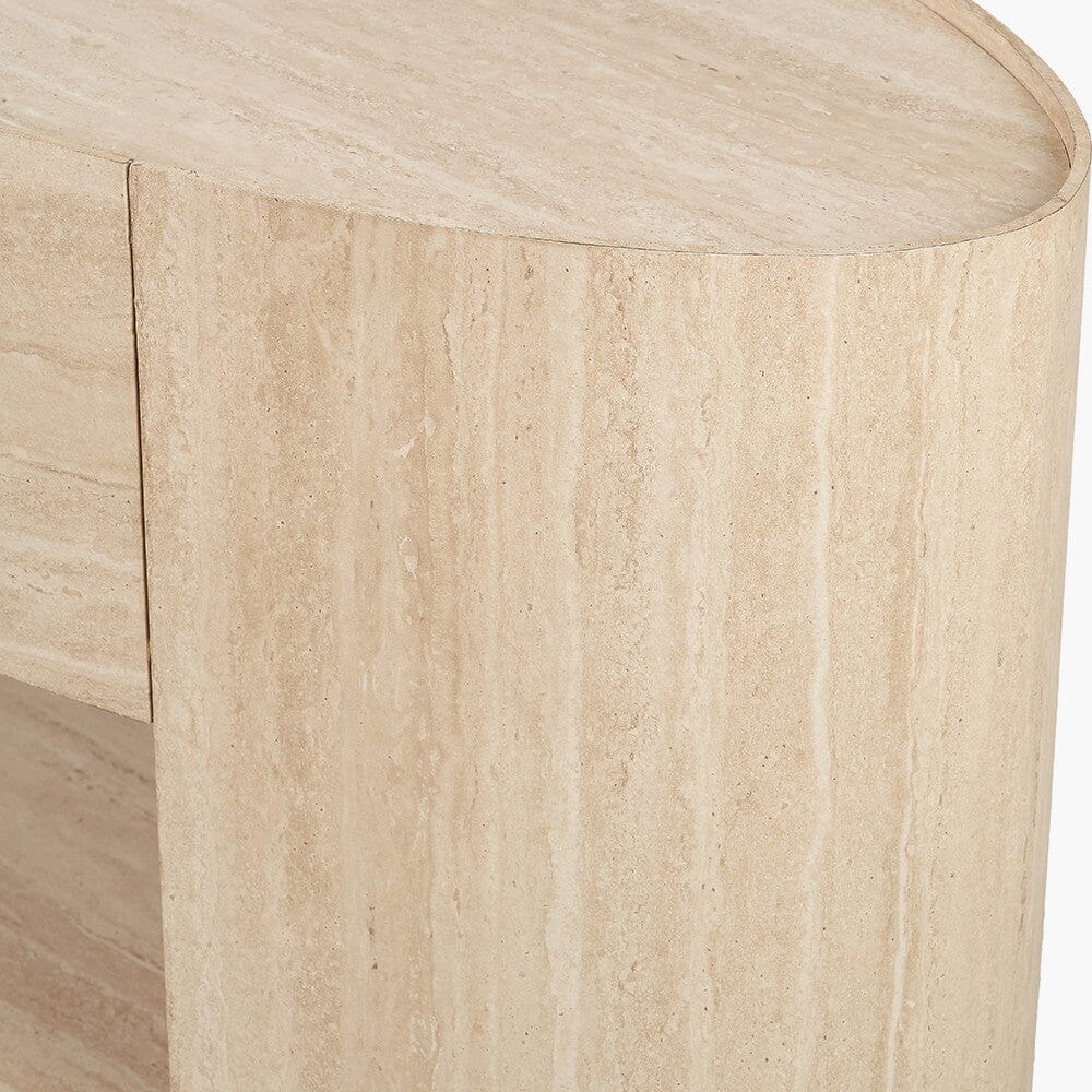 Moxin Travertine Effect 1 Drawer Console Table Furniture