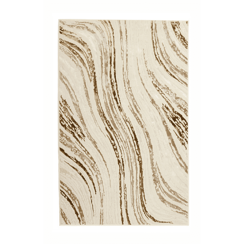 Nadira Brown & Cream Wave Pattern Rug