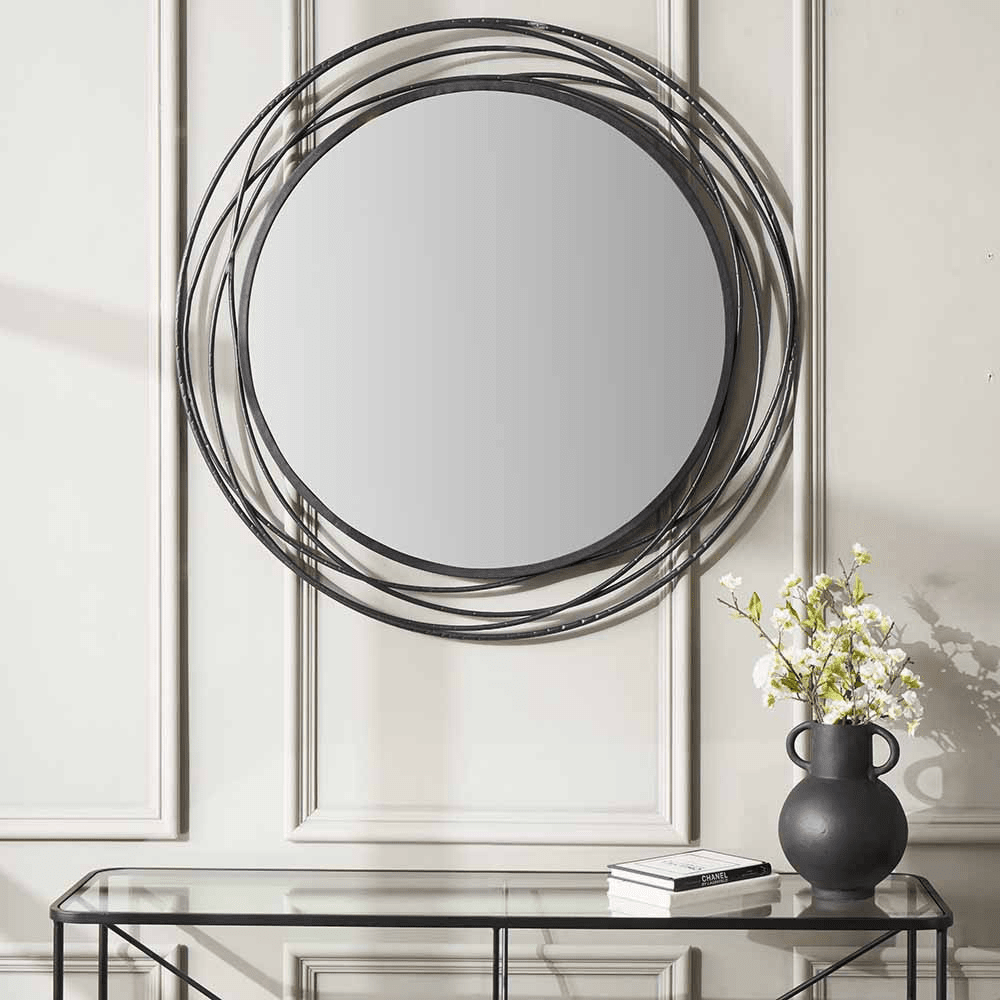 Nantes Black Round Wall Mirror Accessories