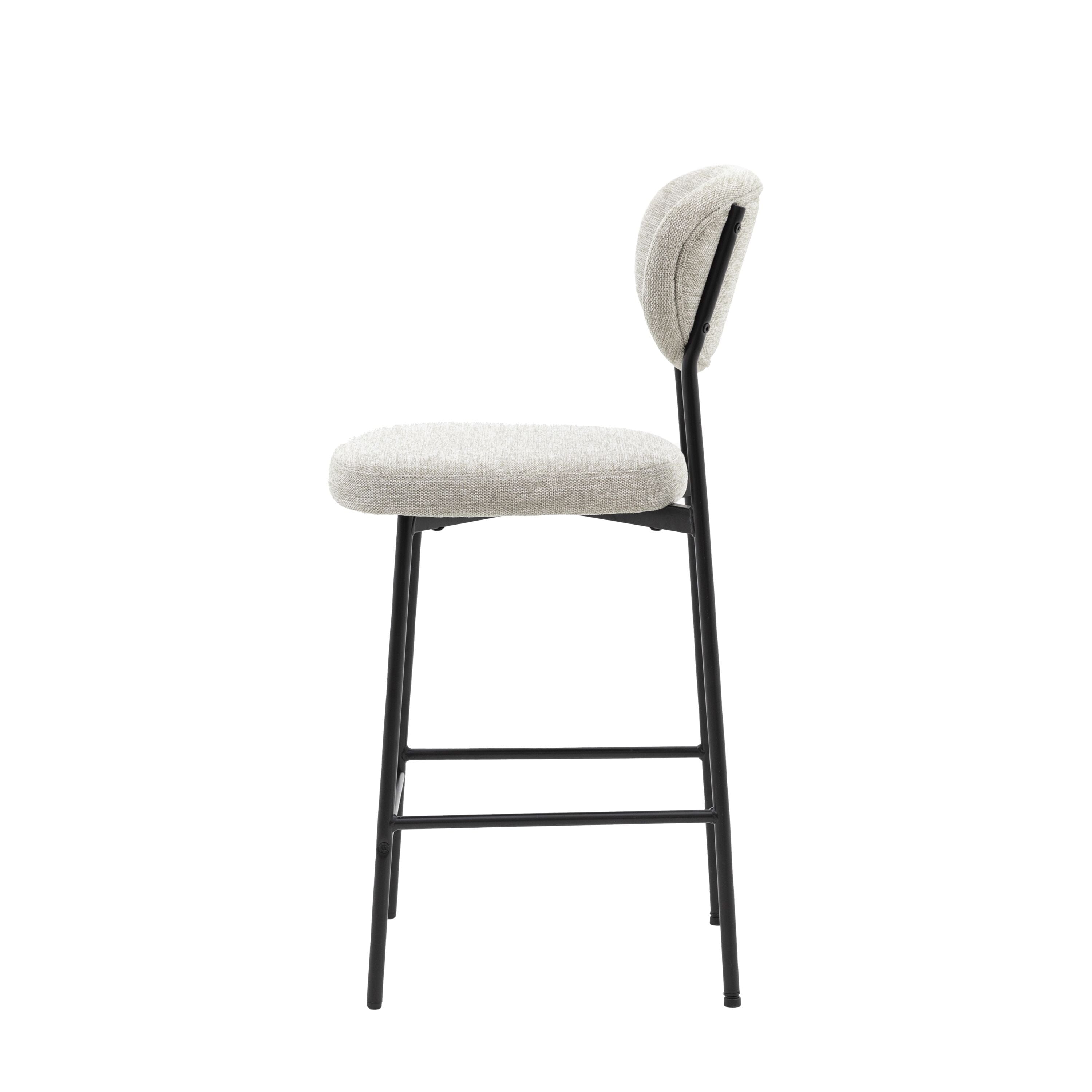 Naomi Natural Upholstered Bar Stool with Black Legs - Set of 2 Furniture
