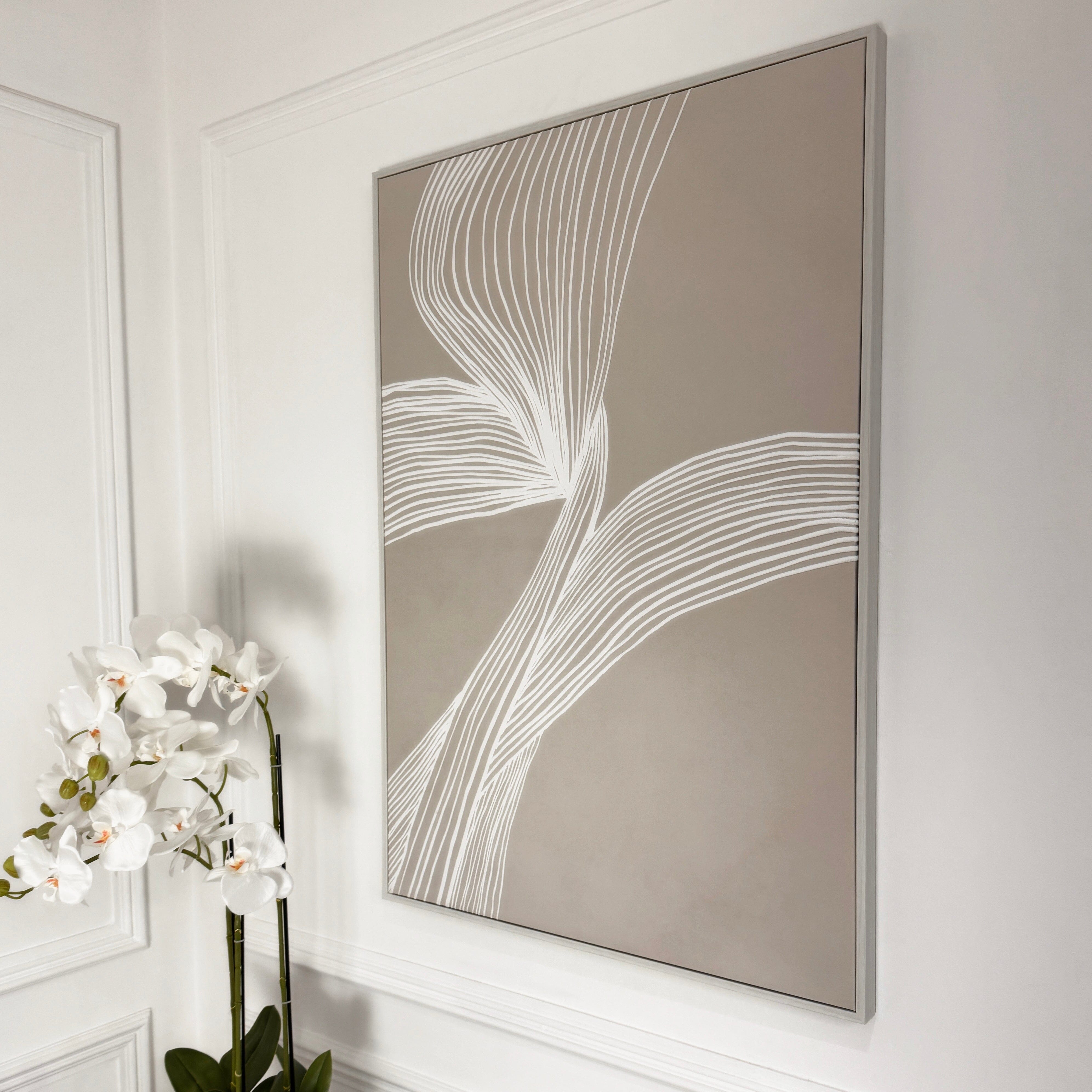 Nelly Taupe Abstract Lines Framed Wall Art - I Accessories