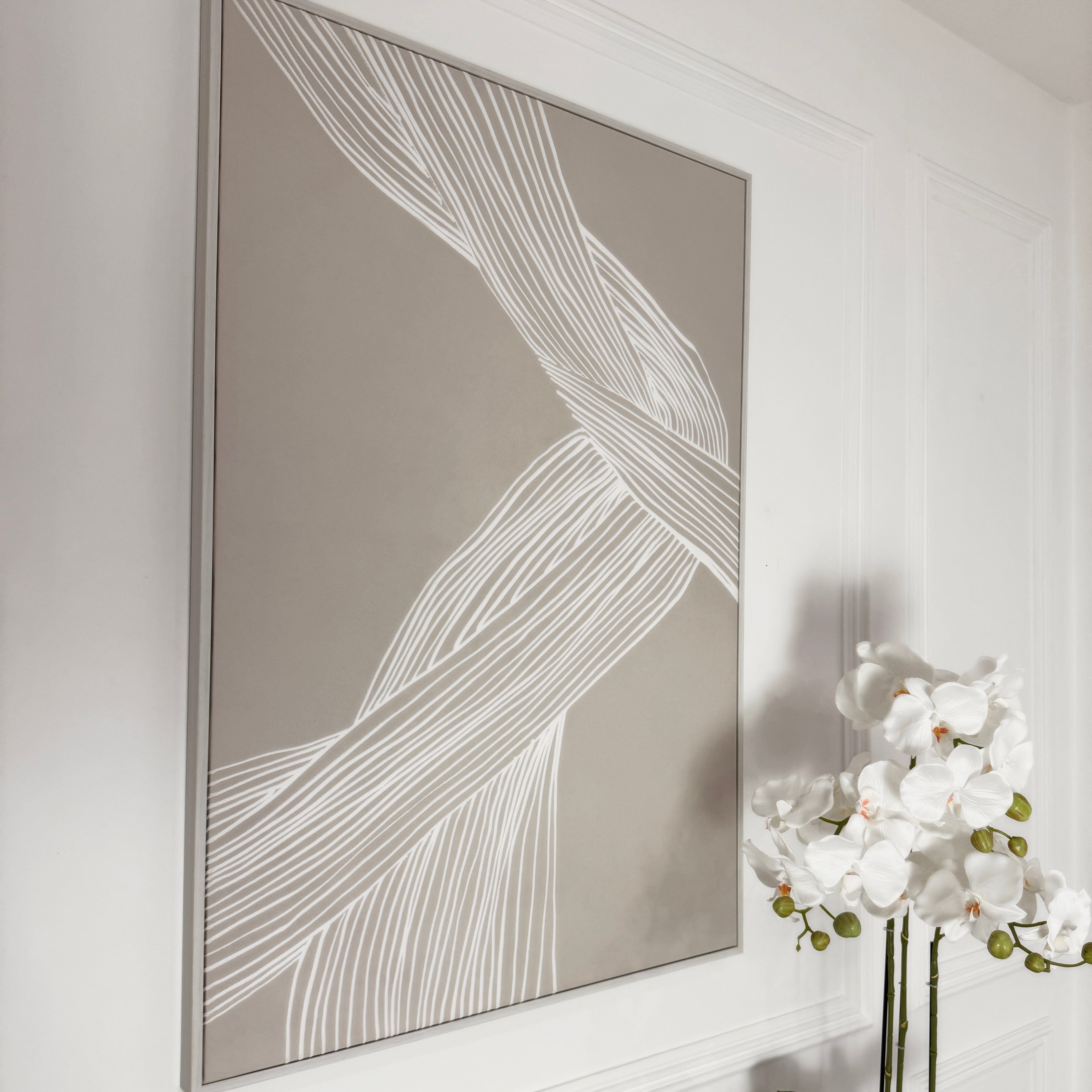 Nelly Taupe Abstract Lines Framed Wall Art - II Accessories