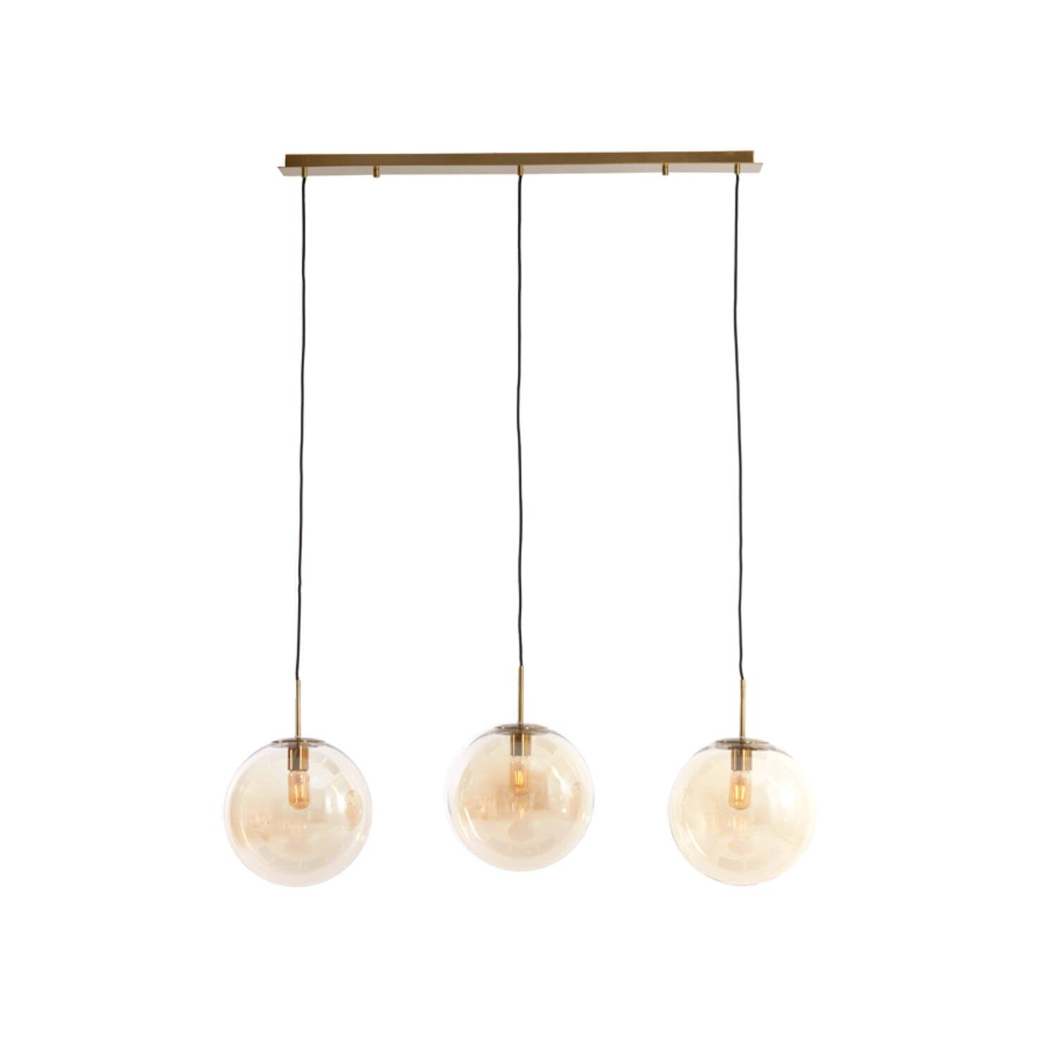 Nemia Gold & Amber Glass 3 Pendant Ceiling Light Lighting