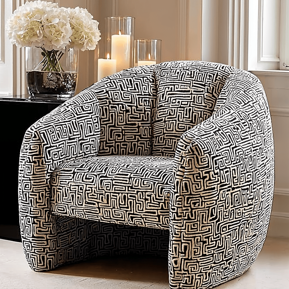 Nerissa Black Patterned Accent Chair Furniture