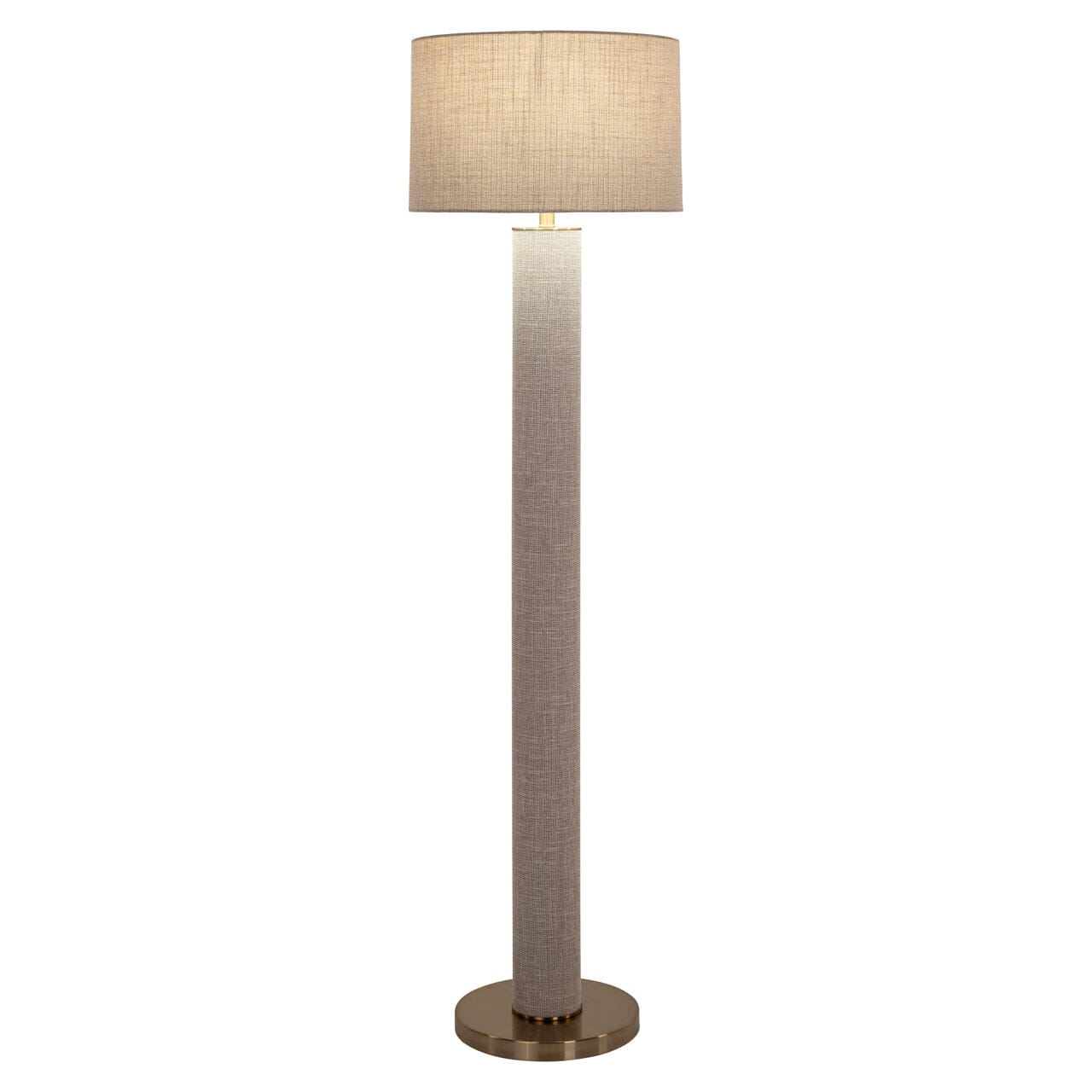 Nerisse Beige Linen Fabric Floor Standing Lamp with Gold Base Lighting