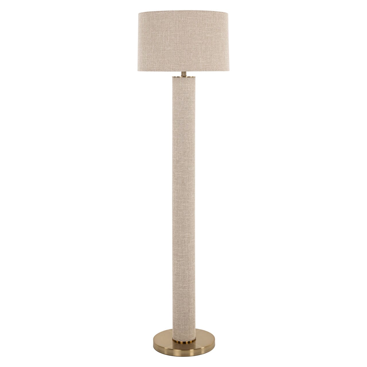 Nerisse Beige Linen Fabric Floor Standing Lamp with Gold Base Lighting