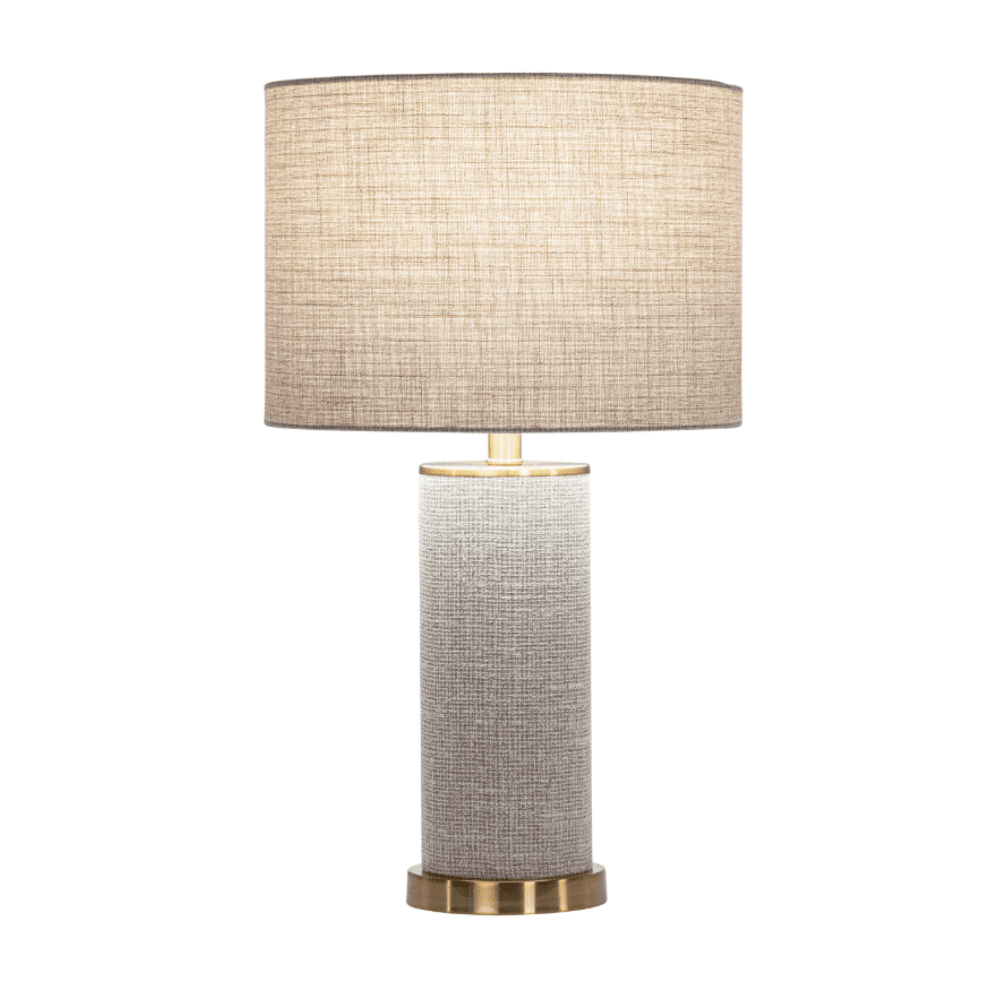 Nerisse Beige Linen Fabric Table Lamp with Gold Base Lighting