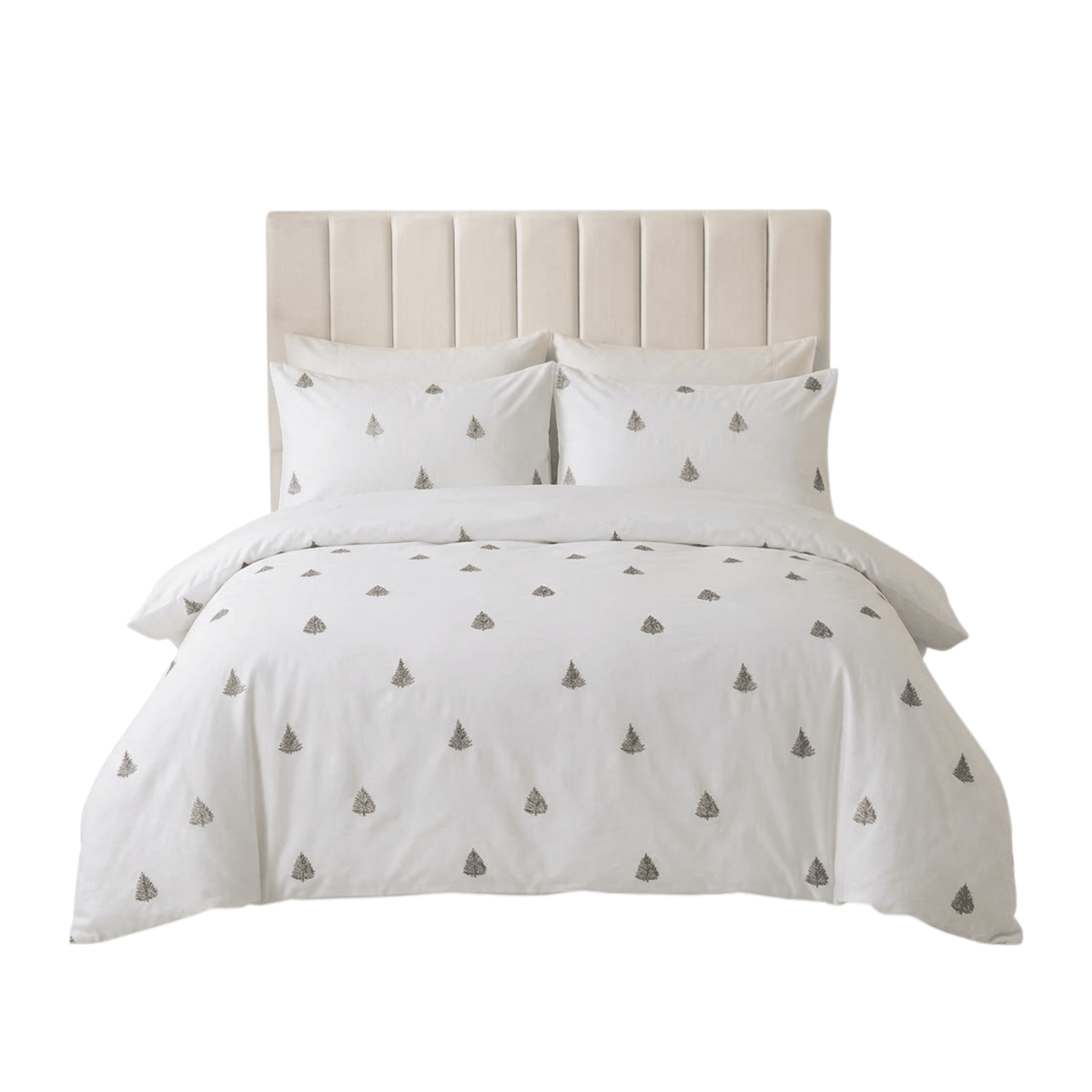 Neve White & Dark Green Christmas Trees Printed Duvet Set Textiles