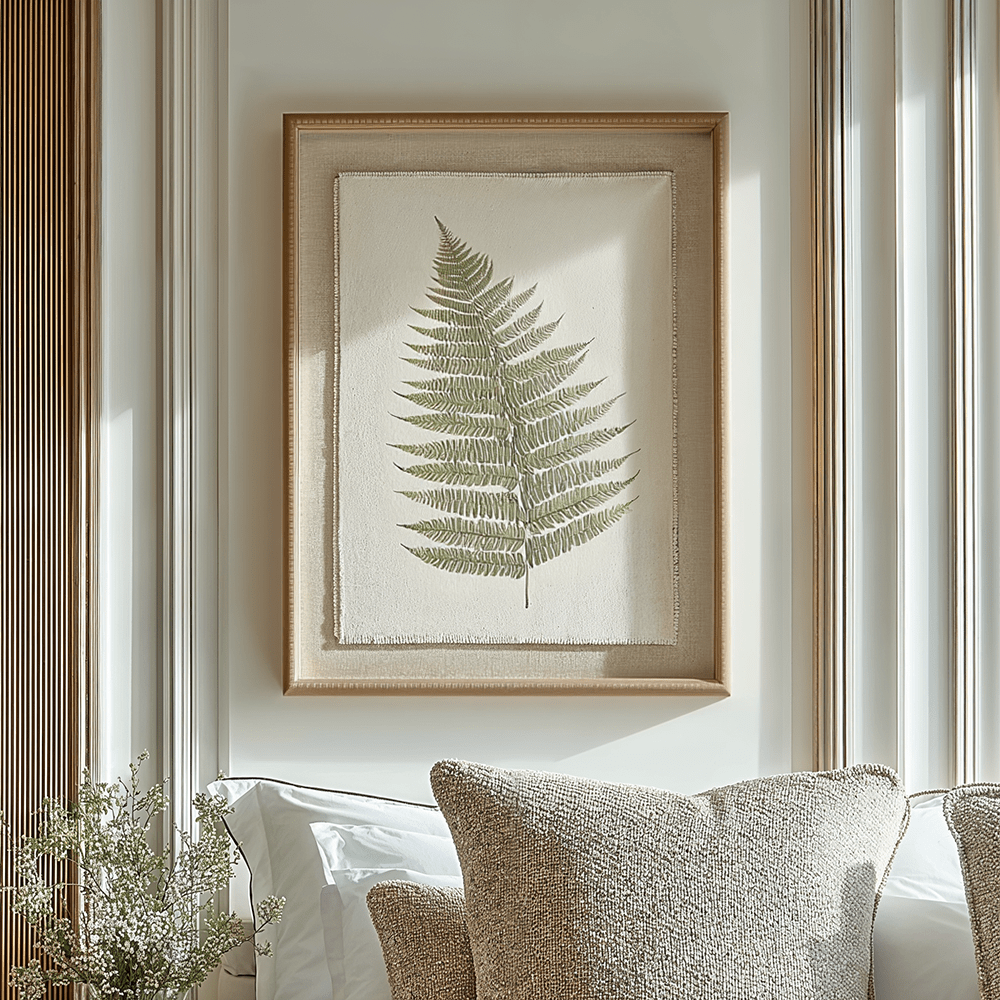 Nia Sage Green Bracken Leaf Print Framed Wall Art Accessories