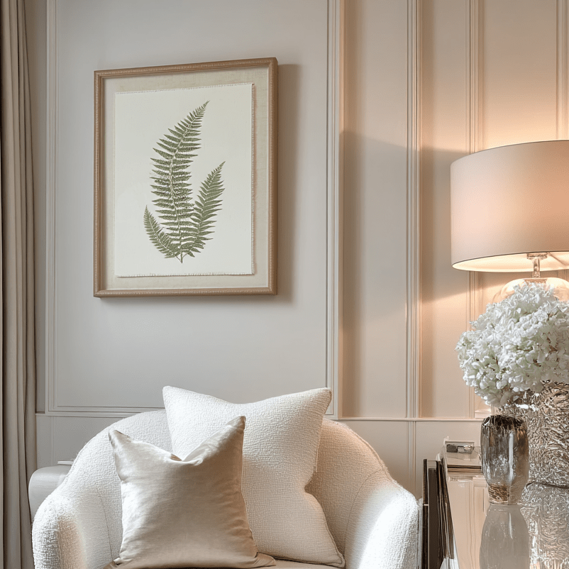 Nia Sage Green Fern Leaf Print Framed Wall Art Accessories