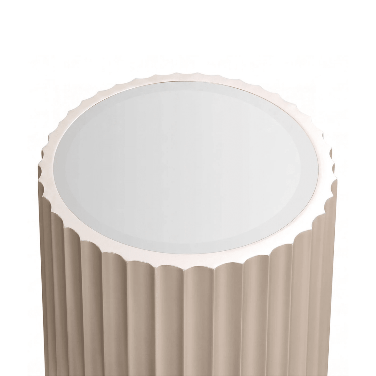 Nobbu Champagne Fluted Round Side Table with Mirrored Top Furniture