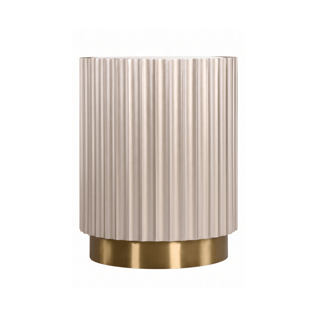 Nobbu Champagne Fluted Round Side Table with Mirrored Top Furniture