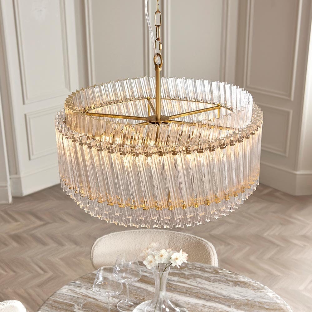 Noema Gold 5 Light Glass Rod Statement Pendant Ceiling Light Lighting