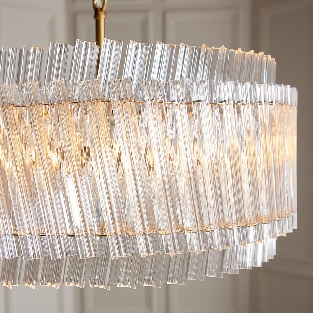 Noema Gold 5 Light Glass Rod Statement Pendant Ceiling Light Lighting