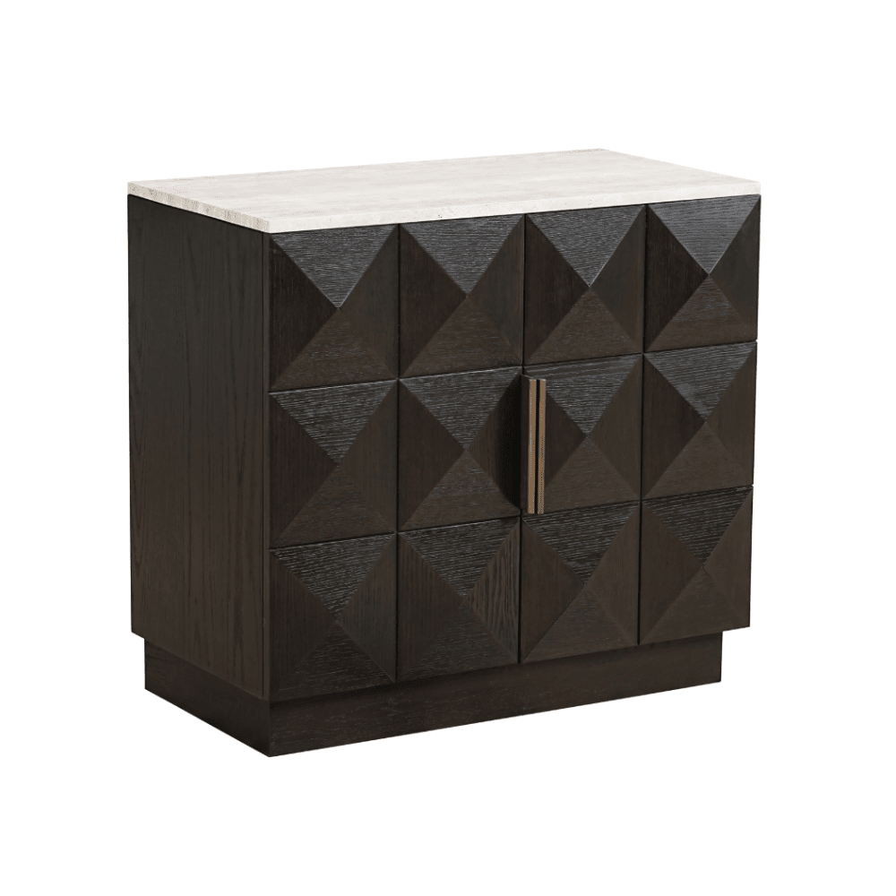Norah Deep Brown 2 Door Sideboard with Travertine Top Furniture