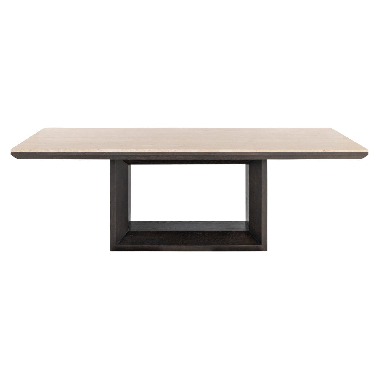 Norah Deep Brown Rectangular Dining Table with Travertine Top Furniture