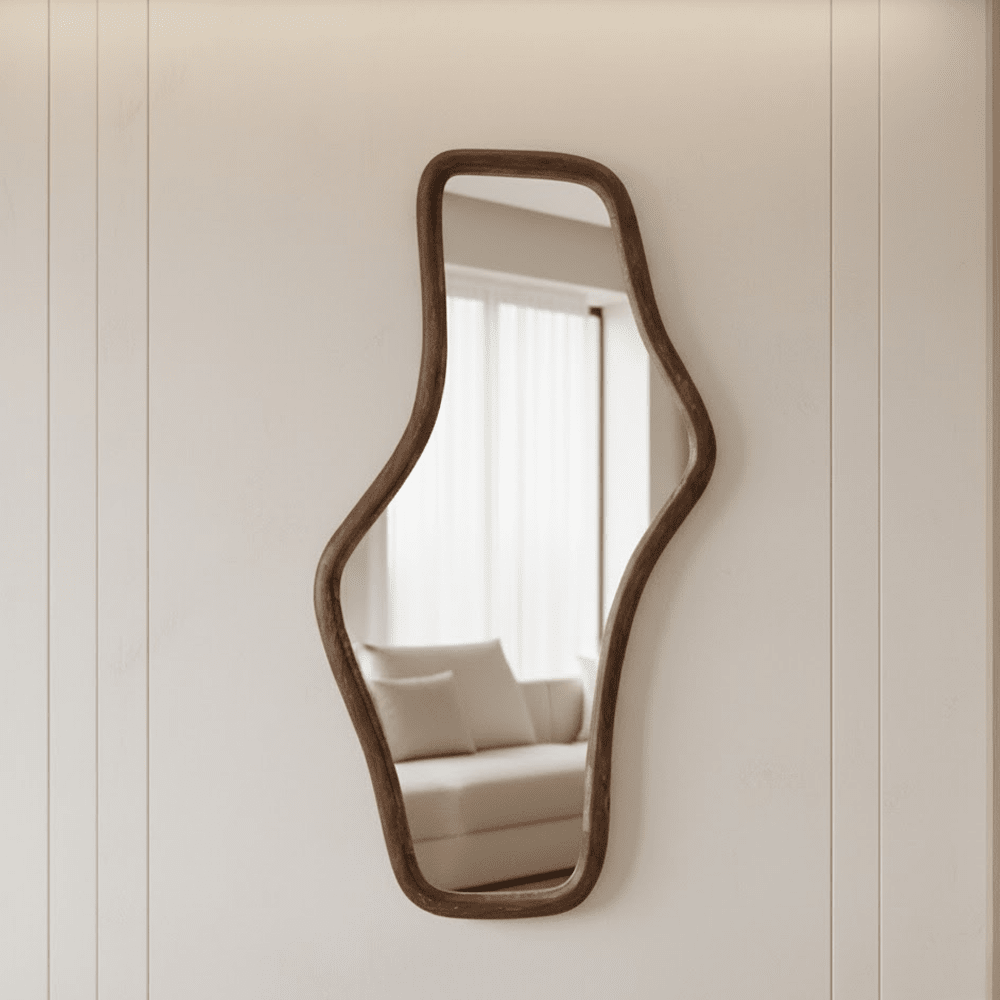 Norah Walnut Abstract Mirror Accessories