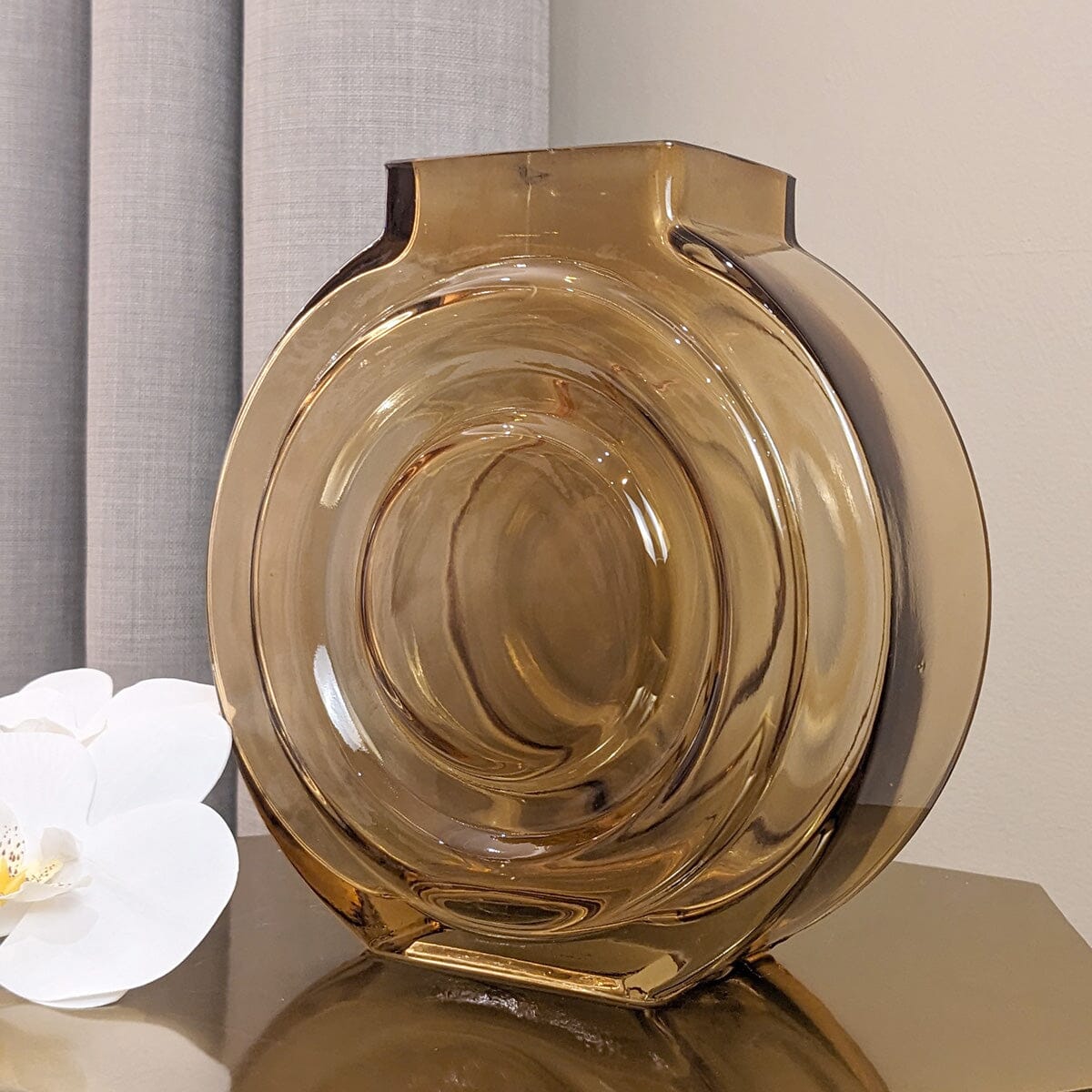 Nougat Round Amber Glass Vase Accessories