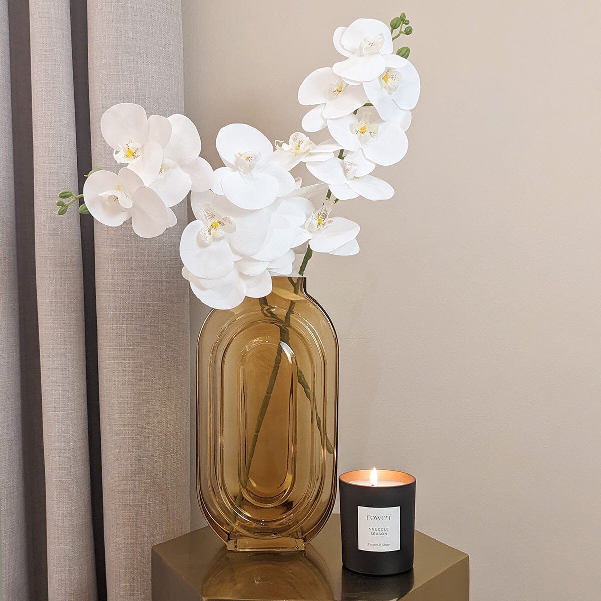 Nougat Tall Amber Glass Vase Accessories