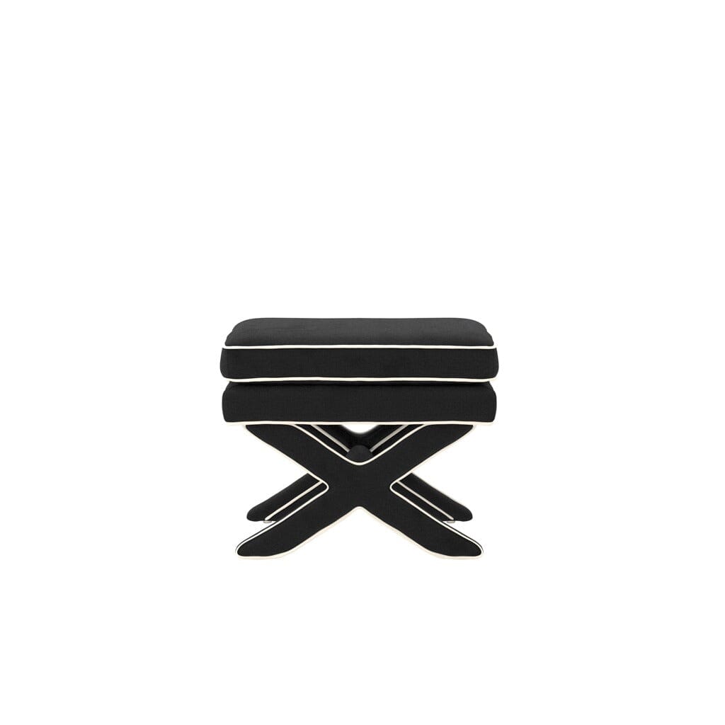Oceanne Black Stool with Cream Piping Detail Furniture
