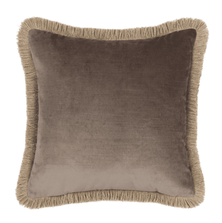 Odalys Cappuccino Cushion with Fringe Detail - 43x43cm Textiles