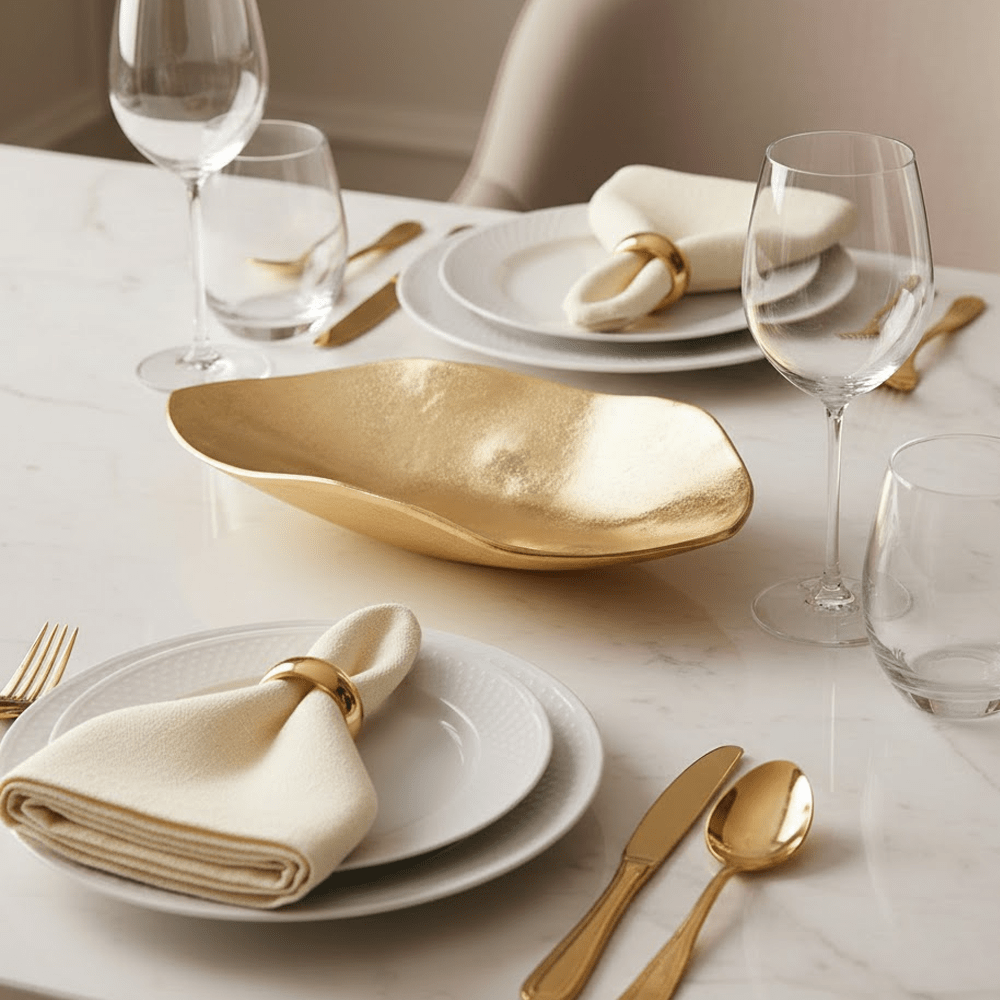 Oleena Gold Organic Shaped Decorative Serving Dish Accessories