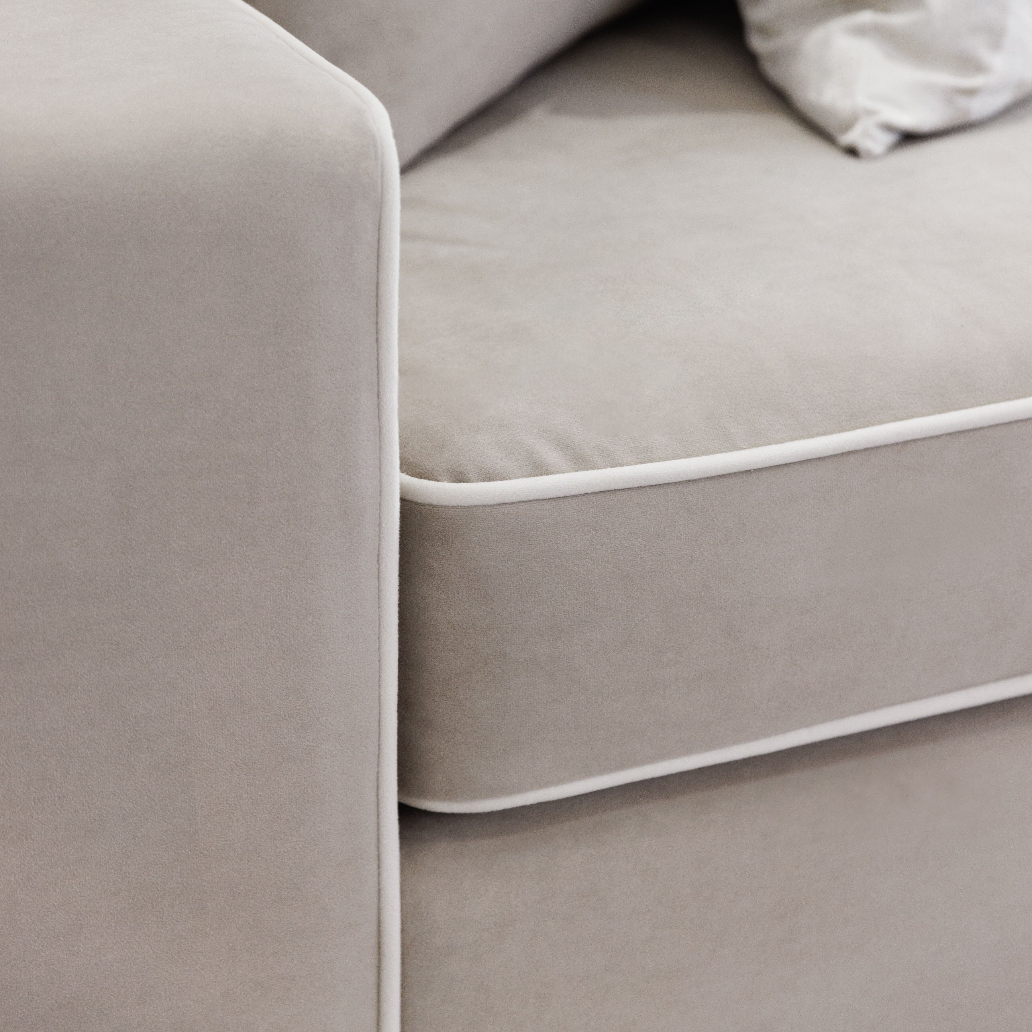 Olivia Mink Premium Sofa With Cream Piping MTO Sofa
