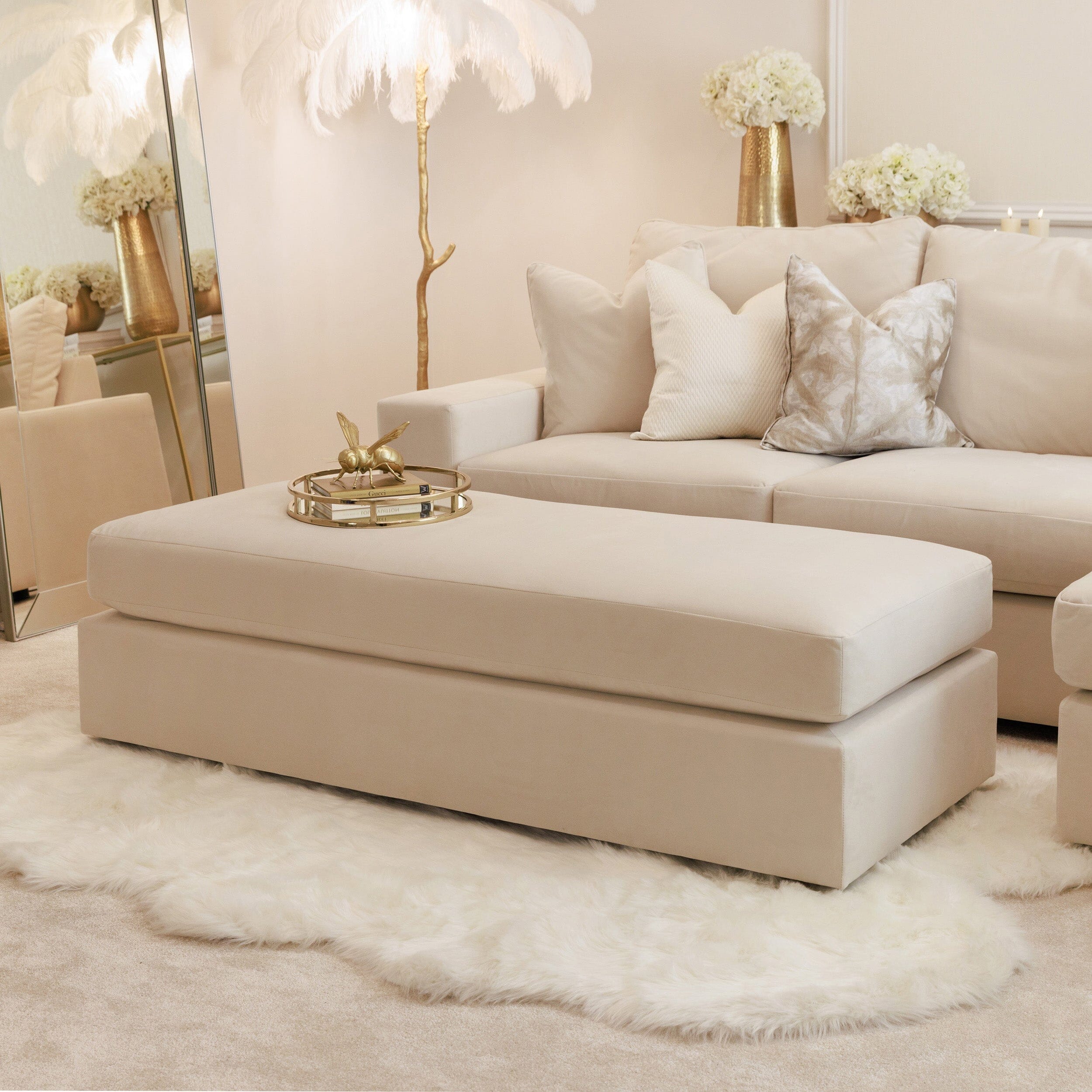 Olivia Premium Cream Sofa Range without Studs MTO Sofa