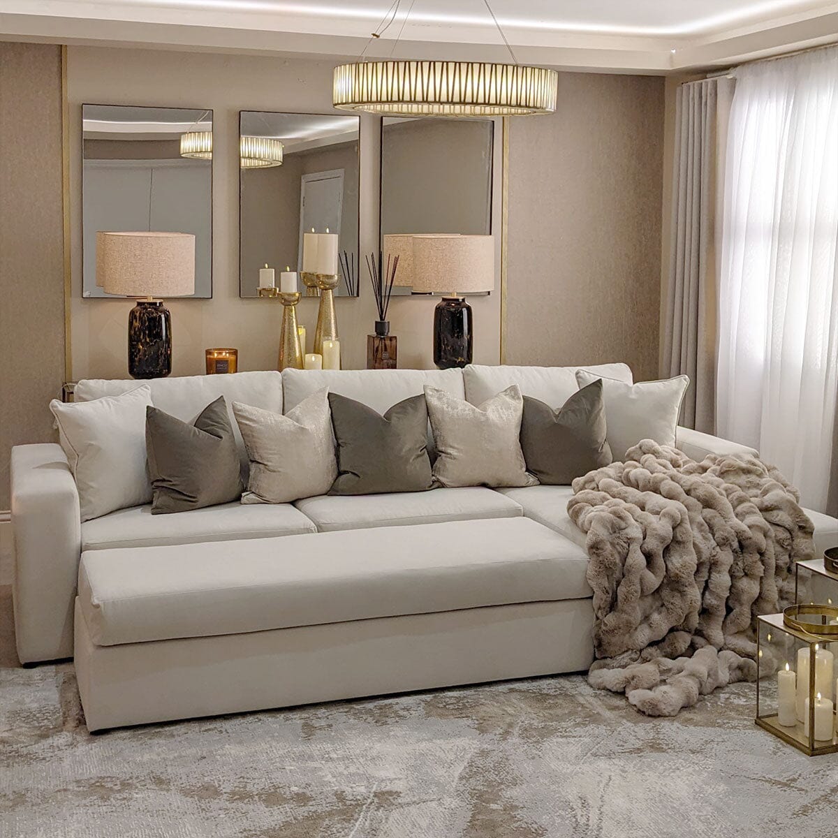 Olivia Premium Cream Sofa Range without Studs MTO Sofa