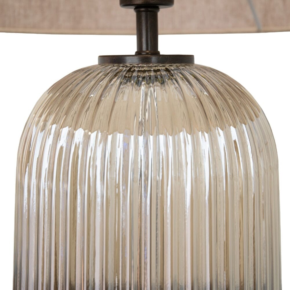 Olympia Tall Ribbed Glass & Bronze Table Lamp Lighting