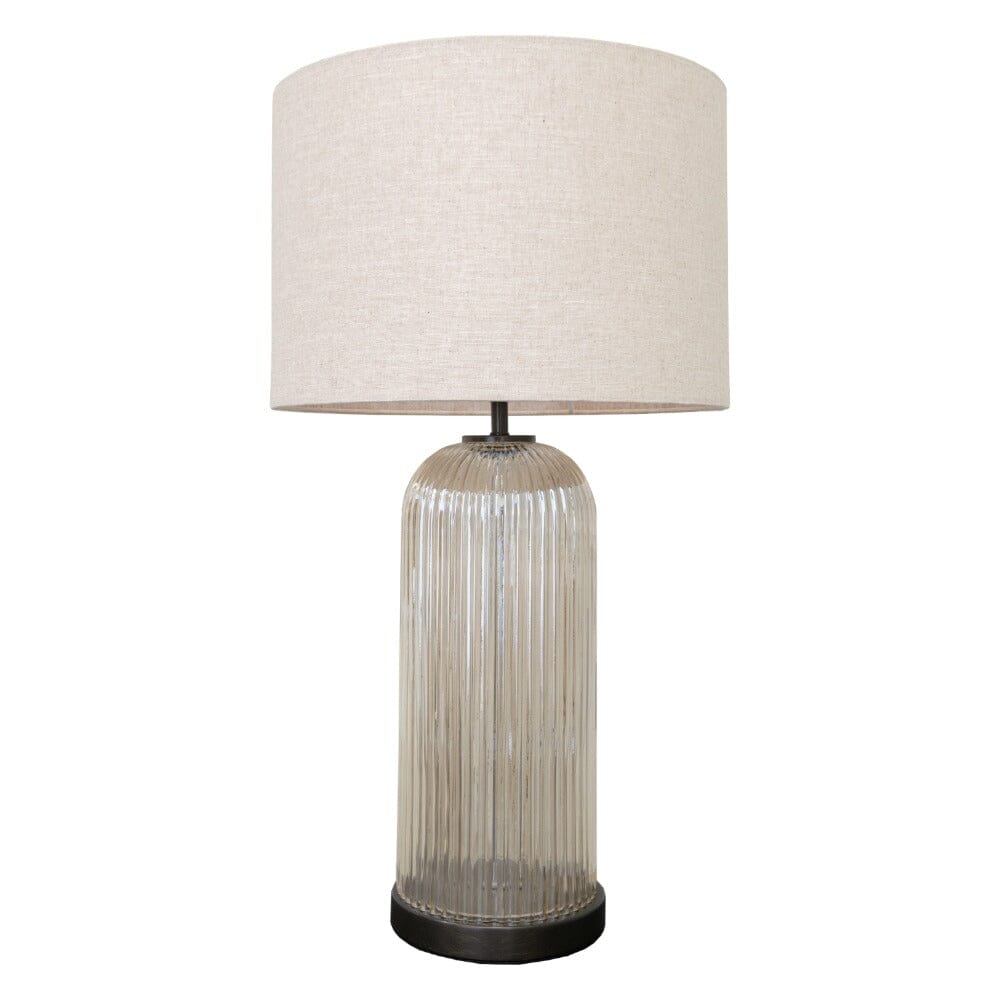 Olympia Tall Ribbed Glass & Bronze Table Lamp Lighting