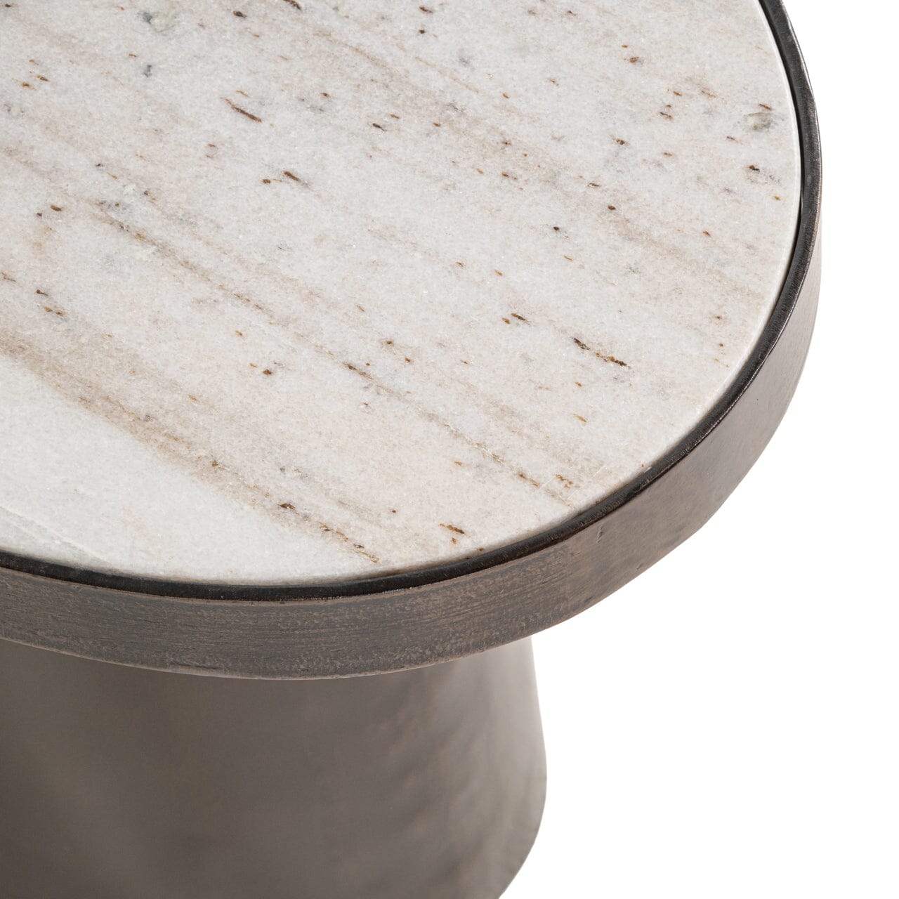 Ondine Bronze Oval Side Table with Marble Top Furniture